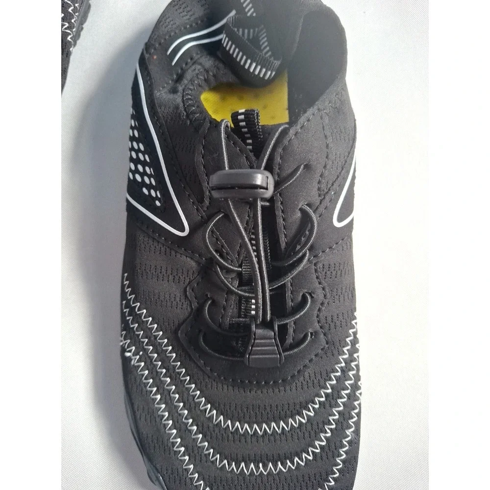 Men's Black Slip-On Water-Friendly Athletic Sandals with Yellow Insole